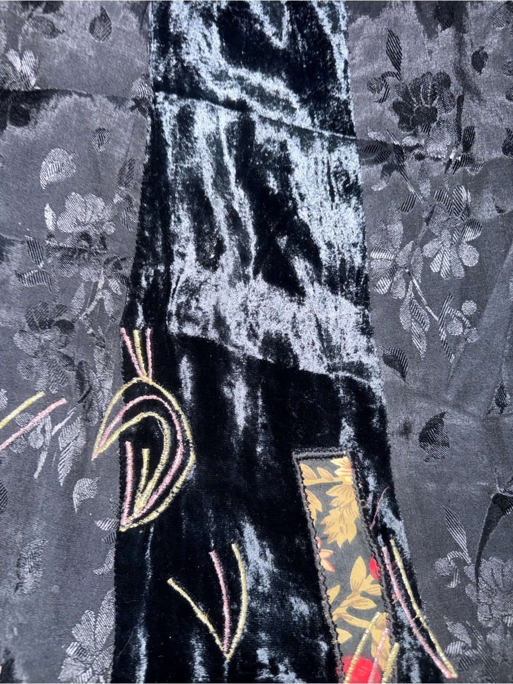 Coldwater Creek Black Velvet Patchwork Maxi Skirt with Accent Panels - Picture 11 of 12